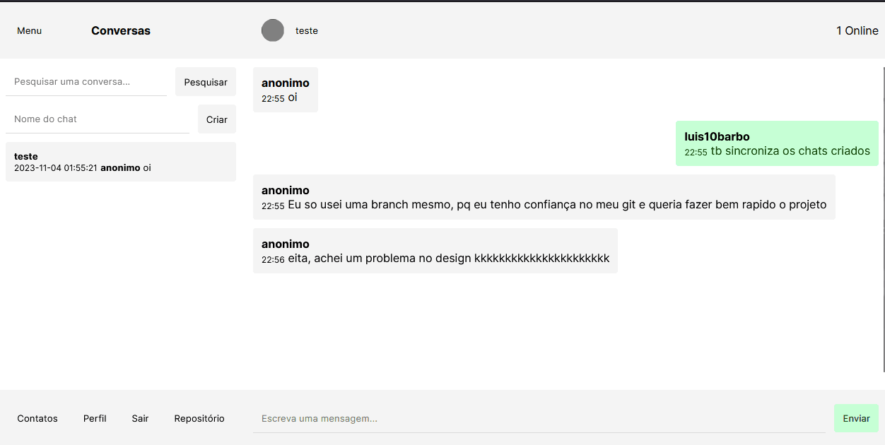 Chat em tempo real inspirado por whatsapp